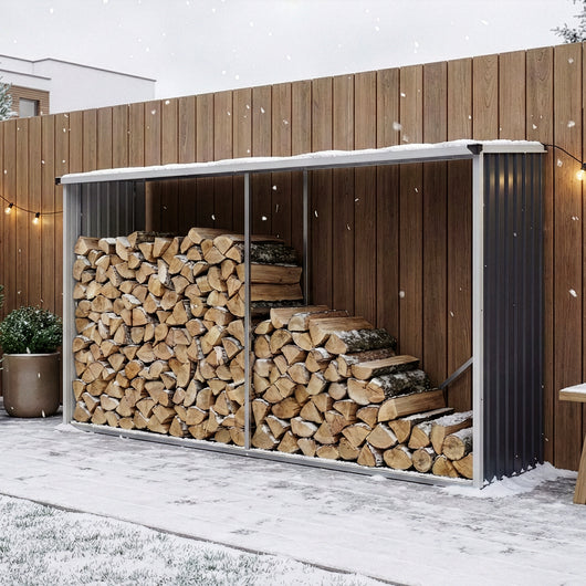 Portalegna Kalmar da Esterno con Tettuccio 352 x 80 x 152 cm Antracite casa.pro