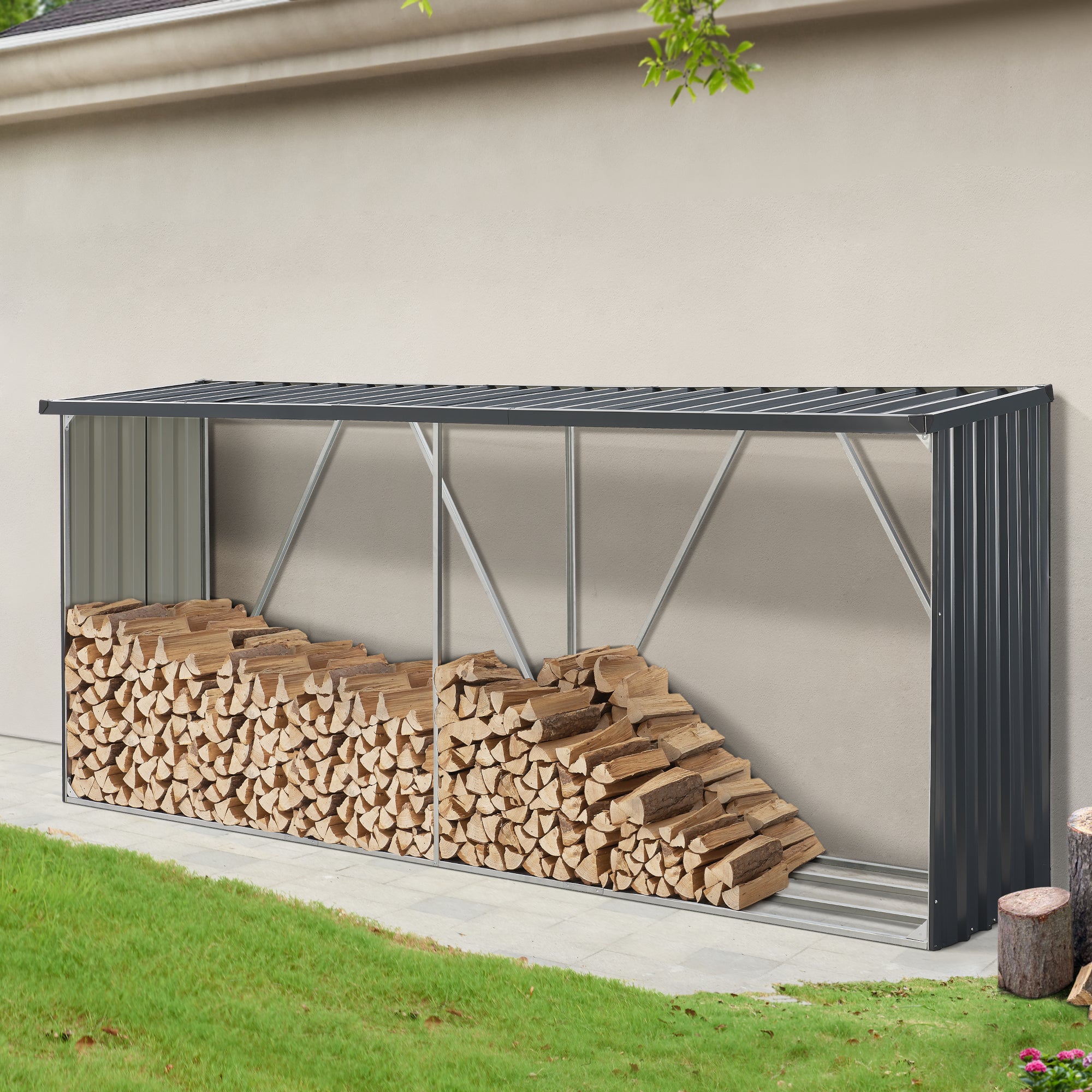 Portalegna Kalmar da Esterno con Tettuccio 352 x 80 x 152 cm Antracite casa.pro