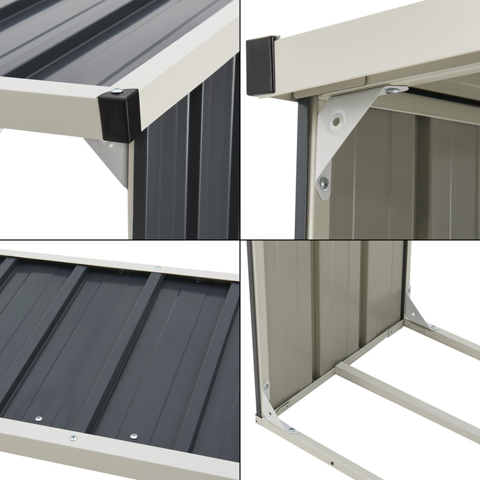 Deposito legna casetta da giardino coperta con telo protettivo 155 x 45 x 157 cm porta legna deposito legna coperto antracite 03_0008840