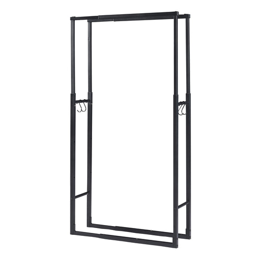Portalegna Kasan Struttura Regolabile 100-150 cm / 40-65 cm Acciaio Nero [en.casa]