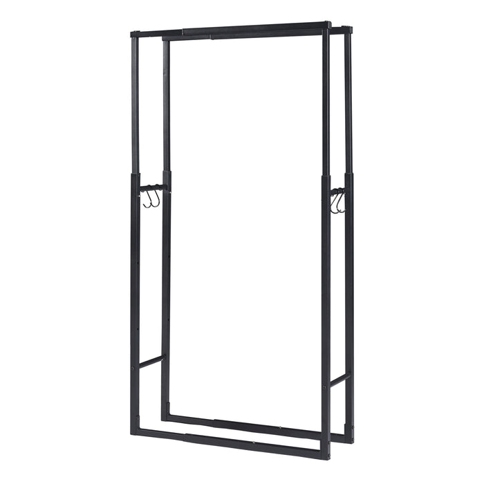 Portalegna Kasan Struttura Regolabile 100-150 cm / 40-65 cm Acciaio Nero [en.casa]