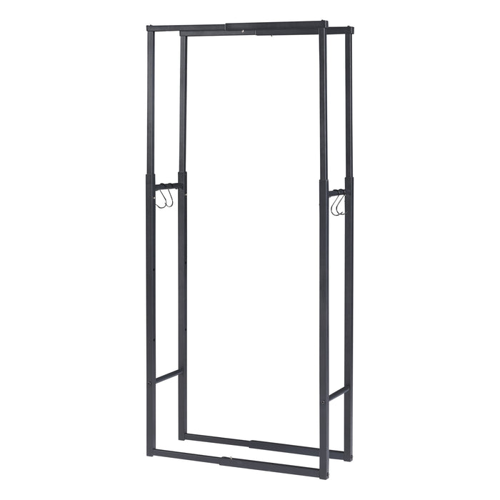 Portalegna Kasan Struttura Regolabile 100-150 cm / 60-100 cm Acciaio Nero [en.casa]