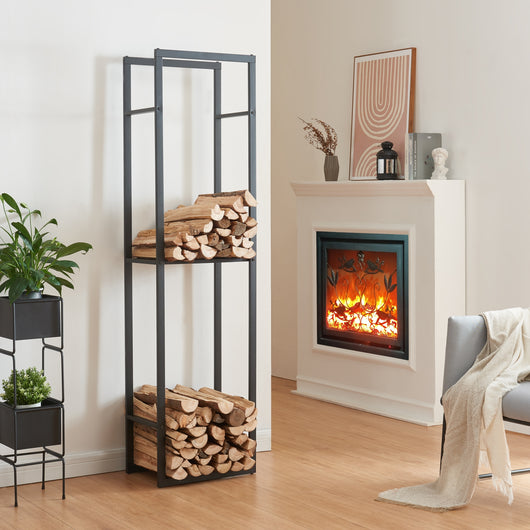 Mobile Portalegna Ulvila per Camino 170 x 45 x 30 cm Nero [en.casa]