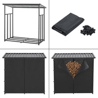 Portalegna da Esterno Yakutat Legnaia con Telo Protettivo e Tettuccio 145x143x70 cm casa.pro