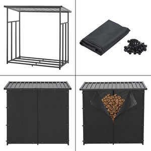 Portalegna da Esterno Yakutat Legnaia con Telo Protettivo e Tettuccio 145x143x70 cm casa.pro