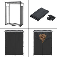 Portalegna da Esterno Yakutat Legnaia con Telo Protettivo e Tettuccio 185x130x70 cm casa.pro