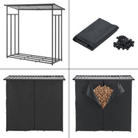 Portalegna da Esterno Yakutat Legnaia con Telo Protettivo e Tettuccio 185x180x70 cm casa.pro