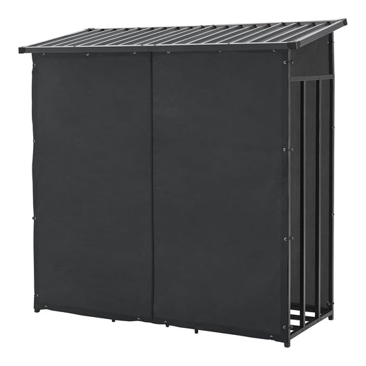 Deposito per la legna casetta da giardino coperta con telo protettivo 185 x 180 x 70 cm rastrelliera per la legna da ardere deposito per la legna coperto acciaio nero 03_0008839