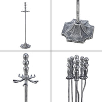Set camino Dovre con scopa pala pinza attizzatoio argento 03_0006313