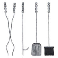 Set camino Dovre con scopa pala pinza attizzatoio argento 03_0006313