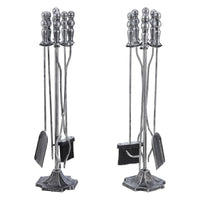 Set camino Dovre con scopa pala pinza attizzatoio argento 03_0006313