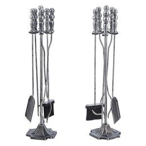 Set camino Dovre con scopa pala pinza attizzatoio argento 03_0006313