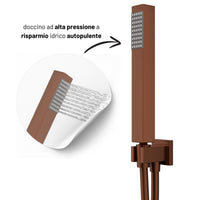 Set per doccia soffione quadro in acciaio inox 25x25 millimetri color oro rosa *** finitura- oro rosa, confezione 1