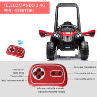 Macchina Elettrica per Bambini 12V, Velocità 3-6km/h, Quad Elettrico Mini con Doppio Motori, USB, Lettore MP3 e Telecomando, 118x76x104cm, Rosso e Nero