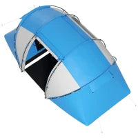 Tenda da Campeggio 4 Posti con 2 Zone Notte e Borsa da Trasporto, 430×240×170 cm, Bianco e Azzurro