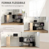 Scrivania Angolare Salvaspazio con Ripiano a S, in Legno, 140x120x78 cm, color Legno