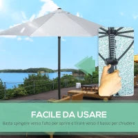 Ombrellone da Giardino 3x2.5 m in Metallo a 2 Sezioni con 8 Stecche e Copertura in Poliestere