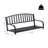 Dondolo Sospeso da Giardino con 2 Posti, Romantica Panchina in Metallo Nero per Esterni, 127 x 60 x 47cm