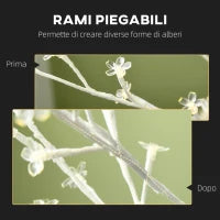 Albero Luminoso di Betulla con 180 Luci LED Alto 180 cm e 3 Livelli di Luminosità per Interni ed Esterni, Bianco