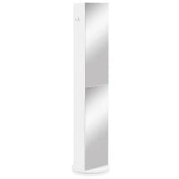kleankin Mobile Colonne Bagno Girevole con Specchio, 6 Ripiani, 36 x 36 x 171 cm, Bianco
