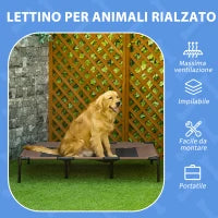 Lettino per Cani di Taglia Grande Fino a 50kg, Metallo e Tessuto Oxford, 122x92x23 cm, Marrone