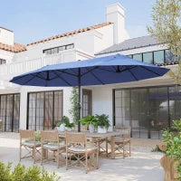 Ombrellone da Giardino Doppio con Apertura a Manovella, Acciaio e Poliestere, 460x270x240 cm, Blu