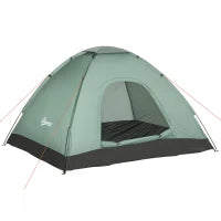 Tenda da Campeggio 2 Posti con Porta a Cerniera, Zanzariera e Sacca di Trasporto, 206x185x120cm, Verde