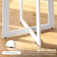 Tavolo da Pranzo Rotondo Moderno per 4 Persone, Ø100x75cm, Legno Naturale e Bianco