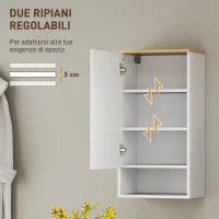 Armadietto Bagno a Muro con Mensole Regolabili e Ripiano Aperto in Legno e MDF,  40x27x77 cm, Bianco