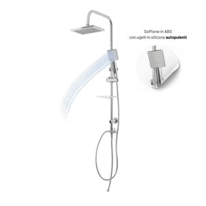 Colonna doccia attrezzata luna ottone cromato soffione e doccetta quadrati *** materiale staffe a parete abs, pezzi 1