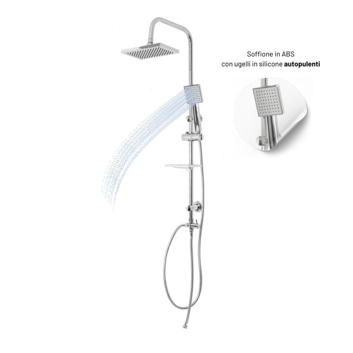 Colonna doccia attrezzata luna ottone cromato soffione e doccetta quadrati *** materiale staffe a parete abs, pezzi 1