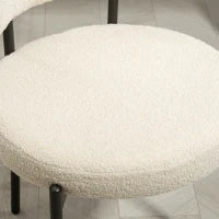 Set di 2 Sedie da Pranzo con Schienale in Tessuto e Piedi in Acciaio, 51 x 51 x 76 cm, Beige e Nero