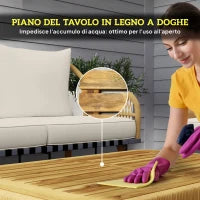 Set da Giardino 4 Pezzi con Divano 3 Posti, 2 Poltrone e Tavolino Basso in Rattan PE e Acciaio Multicolore