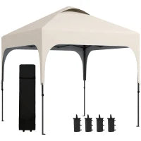 Gazebo 2,5 x 2,5 m da Giardino Pop-up Pieghevole con Altezza Regolabile, Sacca per il Trasporto Inclusa, in Oxford Anti-UV50+, Telaio in Acciaio, Beige