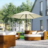 Ombrellone da Giardino 2.7x2.5 m, in Poliestere e Metallo con Tettuccio Inclinabile, Beige Nero