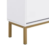 Scarpiera con sgabello per cambio scarpe, per corridoi e camere da letto, 105x25x115,5 cm, Bianco e Oro