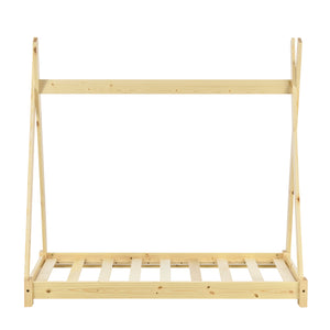 Letto per Cameretta Onejda a Forma di Capanna 70 x 140 cm Naturale [en.casa]