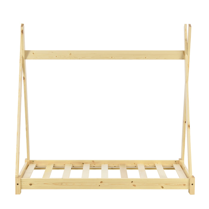 Letto per Cameretta Onejda a Forma di Capanna 70 x 140 cm Naturale [en.casa]