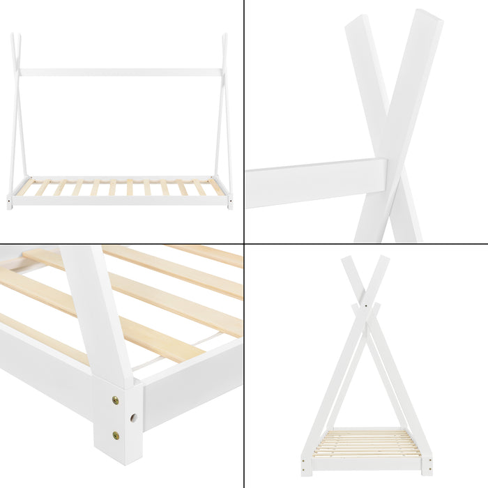 Letto per Cameretta Onejda a Forma di Capanna 90 x 200 cm Bianco [en.casa]