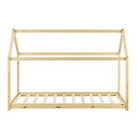 Letto per Bambino a Forma di Casetta con Materasso Ipoallergenico a Schiuma Fredda 70x140 cm Struttura in Legno in Stile