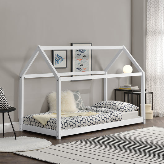 Letto per Cameretta Netstal a Casetta 80x160 cm Legno - bianco [en.casa]