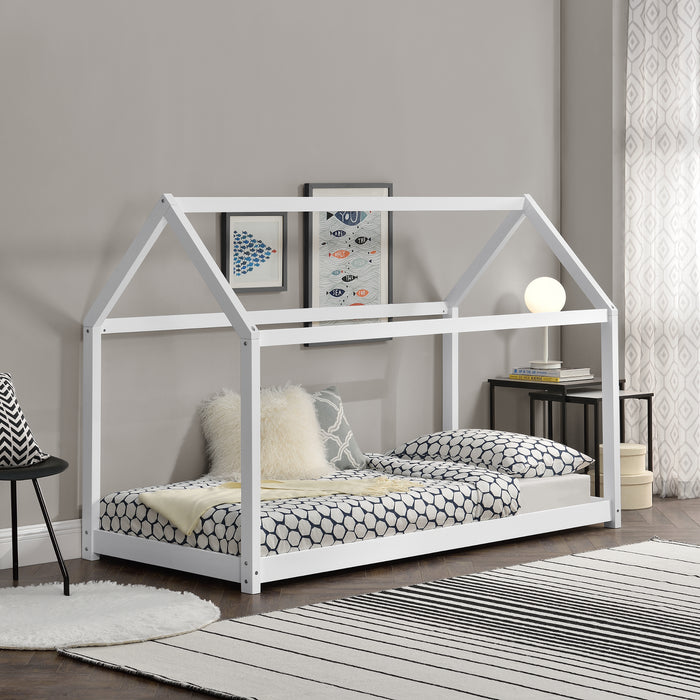 Letto per Cameretta Netstal a Casetta 80x160 cm Legno - bianco [en.casa]