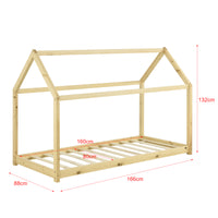 Letto per Cameretta Netstal a Casetta 80x160 cm Legno Naturale [en.casa]