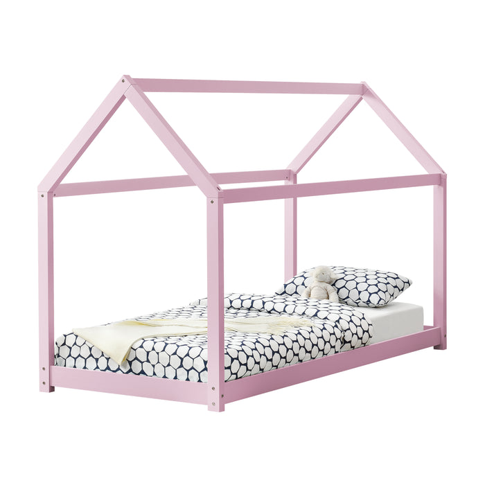 Letto per Cameretta Netstal a Forma di Casetta 90 x 200 cm Rosa [en.casa]