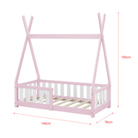 Letto a Capanna Helsingborg con Sponde e Materasso 70 x 140 cm Rosa [en.casa]