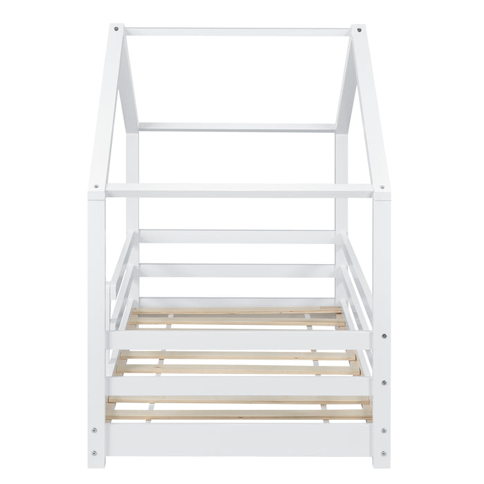 Letto per Cameretta Knätten a Casetta 80 x 160 cm con Sponde - Bianco [en.casa]