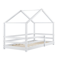 Letto per Cameretta Knätten a Casetta 80 x 160 cm con Sponde - Bianco [en.casa]