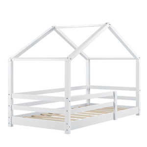 Letto per Cameretta Knätten a Casetta 80 x 160 cm con Sponde - Bianco [en.casa]