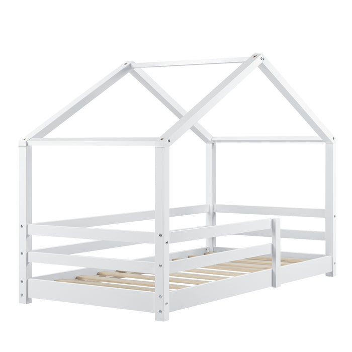 Letto per Cameretta Knätten a Casetta 80 x 160 cm con Sponde - Bianco [en.casa]