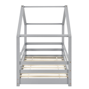 Letto per Cameretta Knätten a Casetta 70 x 140 cm con Sponde - Grigio chiaro [en.casa]